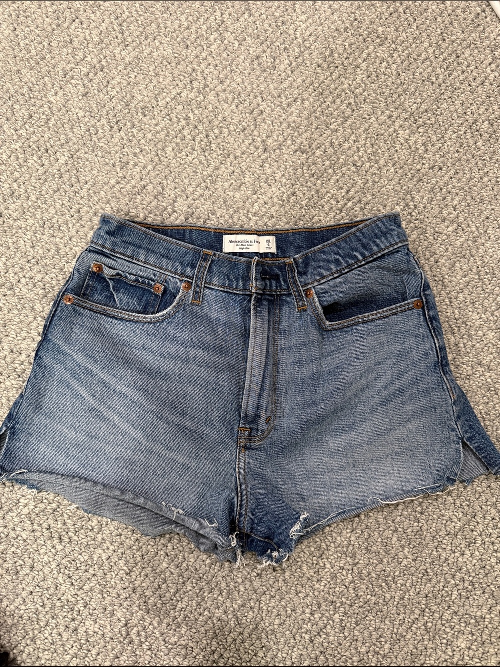 Abercrombie & Fitch Medium Blue High-Rise Denim Cutoff Shorts